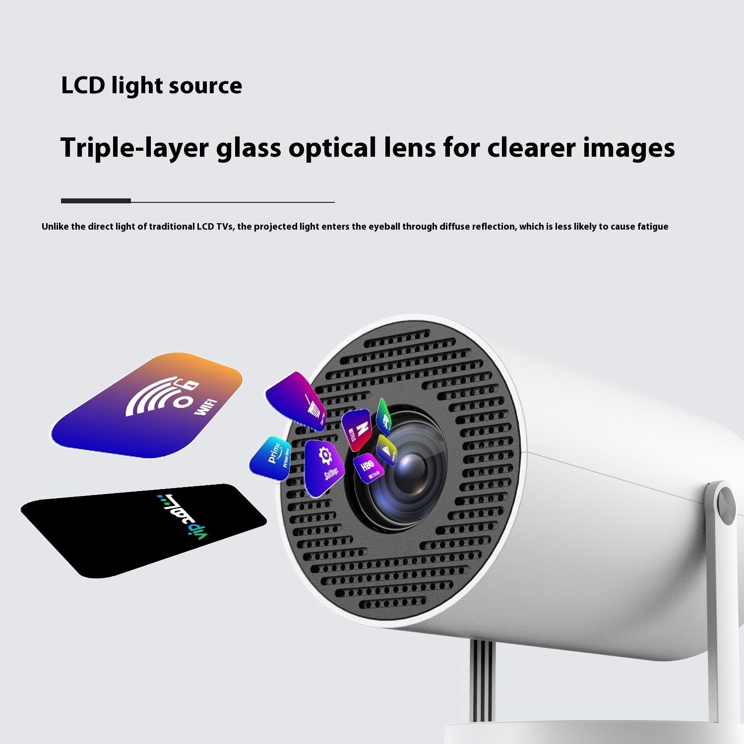 HY300 Smart Portable Projector – 180° Rotatable Home Theatre with WiFi & Bluetooth