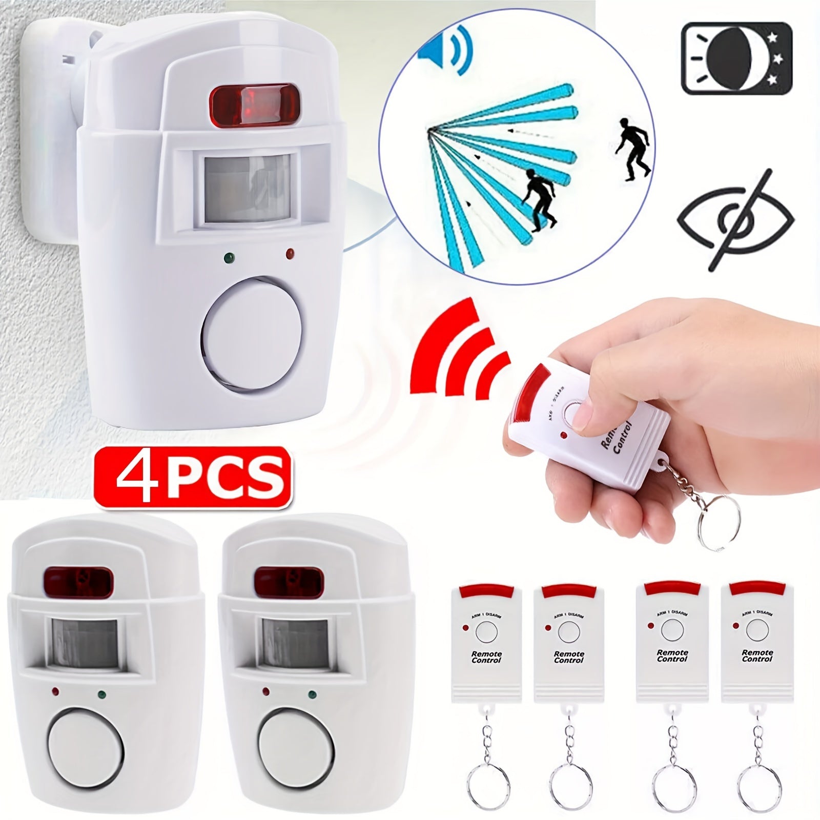 Wireless PIR Motion Sensor Alarm System (4 Pack)