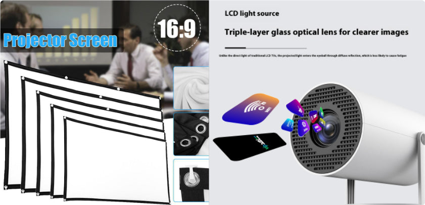 HY300 Smart Portable Projector – 180° Rotatable Home Theatre with WiFi & Bluetooth