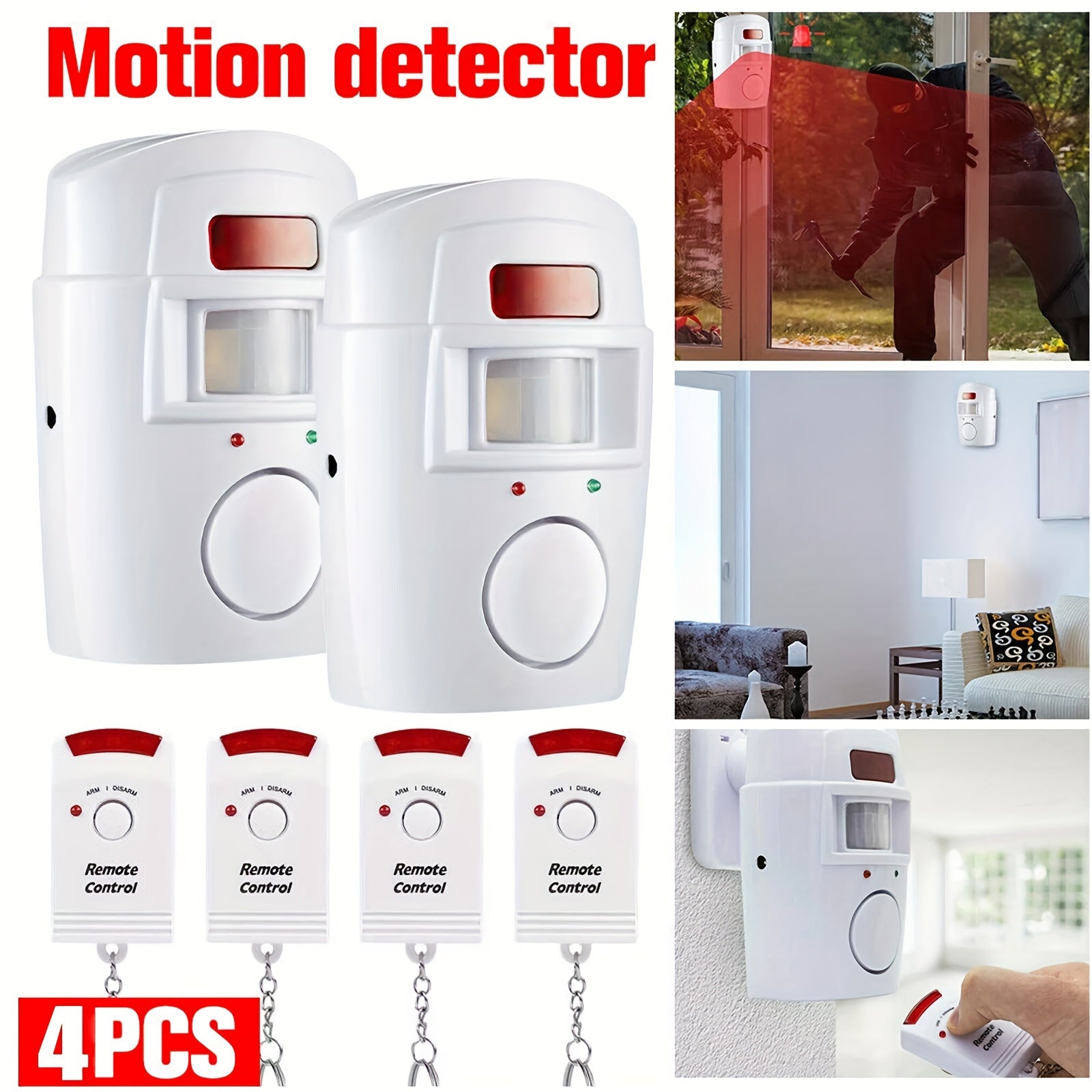 Wireless PIR Motion Sensor Alarm System (4 Pack)