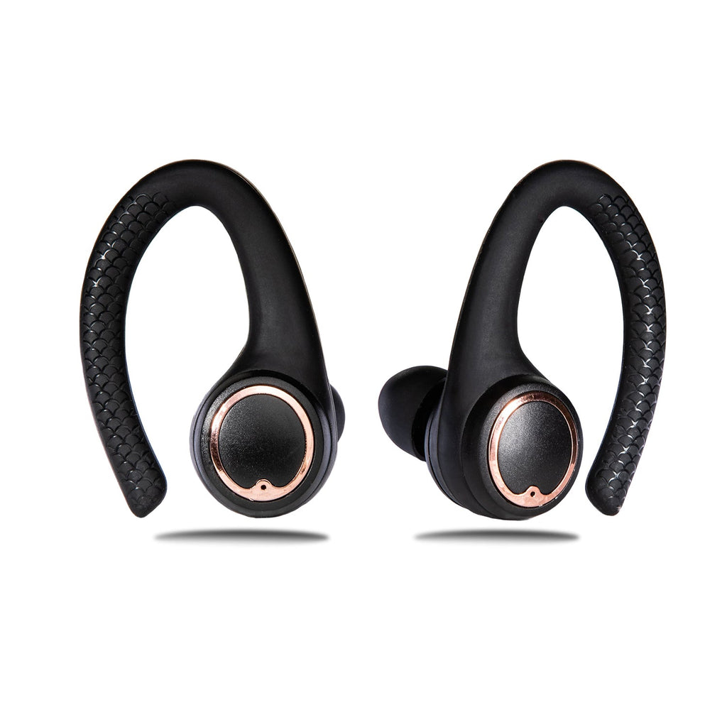 Friendie AIR Active 2.0 Wireless Sport Earbuds – Matte Black & Rose Gold Bluetooth Headphones
