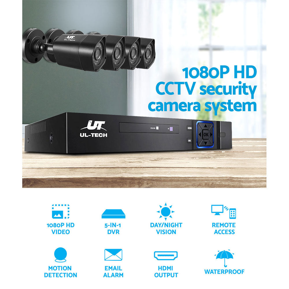 1080P 4-Channel CCTV Security Camera System with 5-in-1 DVR, HDMI & Remote Viewing
