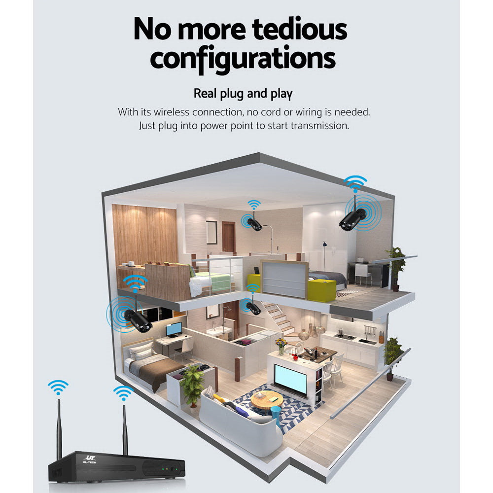 1080P 8-Channel Wireless Security Camera System with WiFi NVR