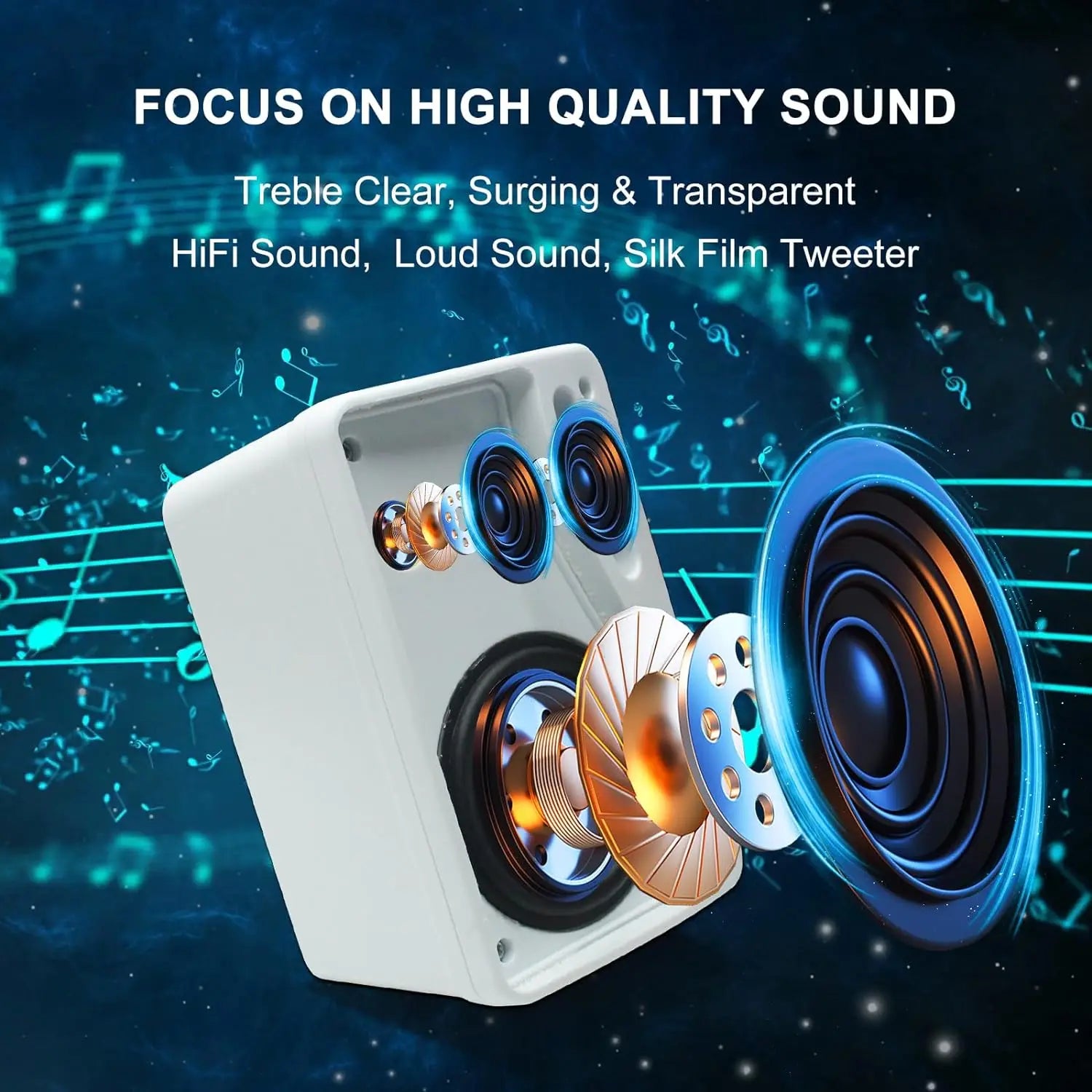 2PCS Waterproof Outdoor Wall-Mount Speakers – 200W 3-Way Passive Stereo Speakers (White)