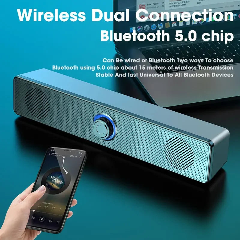 PC Soundbar Speaker with 3D Stereo Sound & Deep Bass – USB Powered