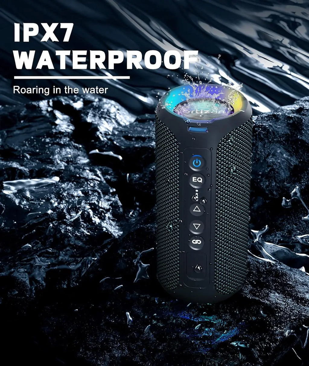 40W Waterproof Bluetooth Speaker with Deep Bass, LED Lights & 30H Playtime