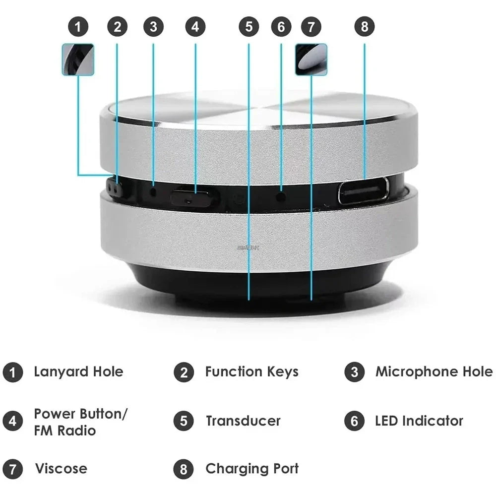 Bone Conduction Bluetooth Speaker with 360° Surface Sound & Stereo Pairing (Silver)