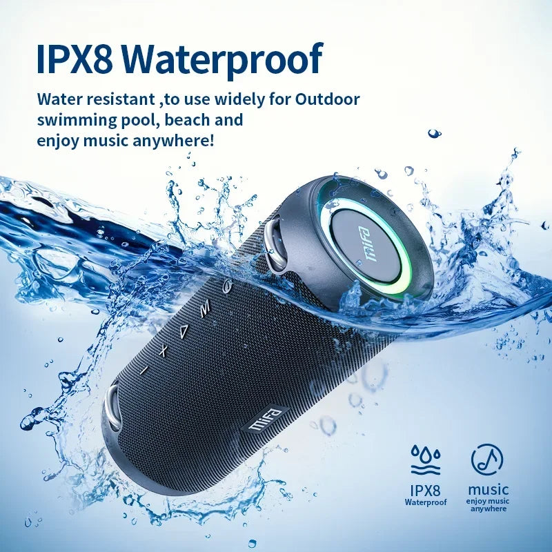 60W Waterproof Bluetooth Speaker with Deep Bass & 30+ Hours Playtime (Black)