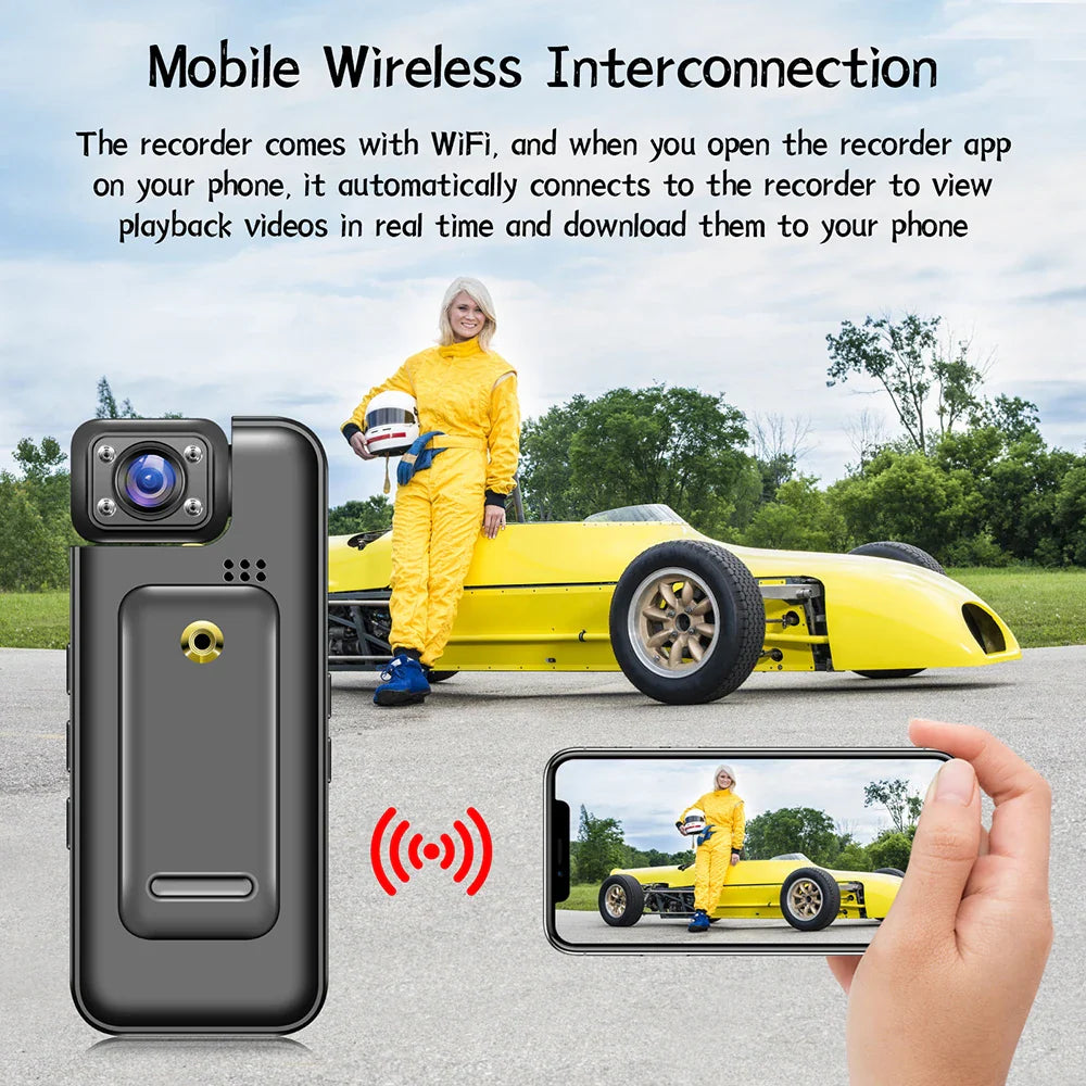 WiFi Mini Body Camera – 4K HD Wearable Recorder (Black)