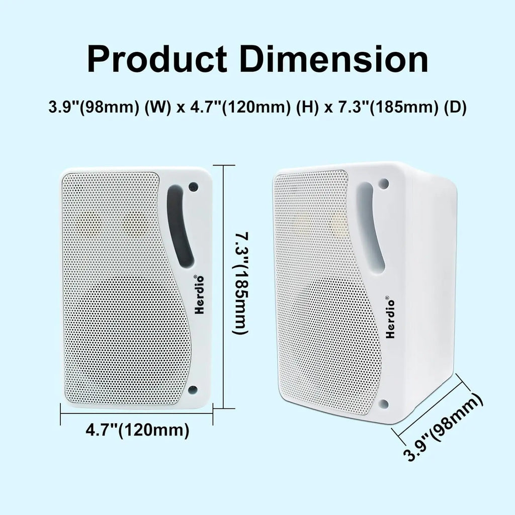2PCS Waterproof Outdoor Wall-Mount Speakers – 200W 3-Way Passive Stereo Speakers (White)