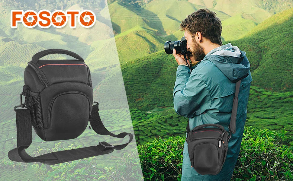 Water-Resistant DSLR Camera Shoulder Bag Crossbody Case – Black