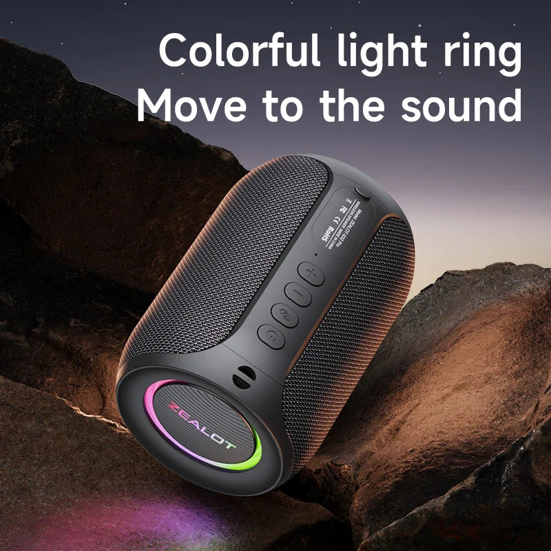 Waterproof Bluetooth Speaker with 15W Stereo Sound & 15H Playtime (Black)