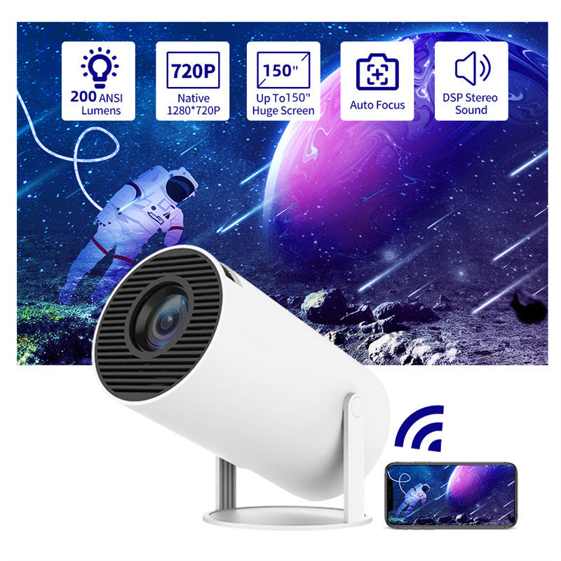 HY300 Smart Portable Projector – 180° Rotatable Home Theatre with WiFi & Bluetooth
