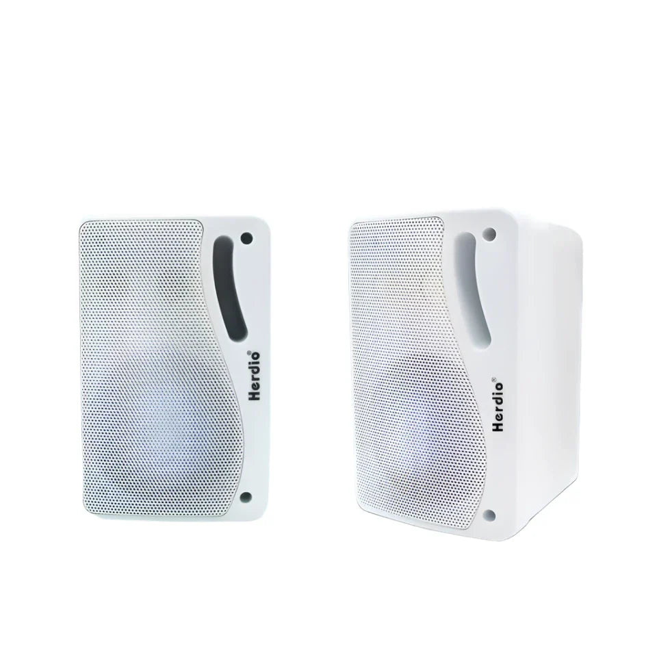 2PCS Waterproof Outdoor Wall-Mount Speakers – 200W 3-Way Passive Stereo Speakers (White)
