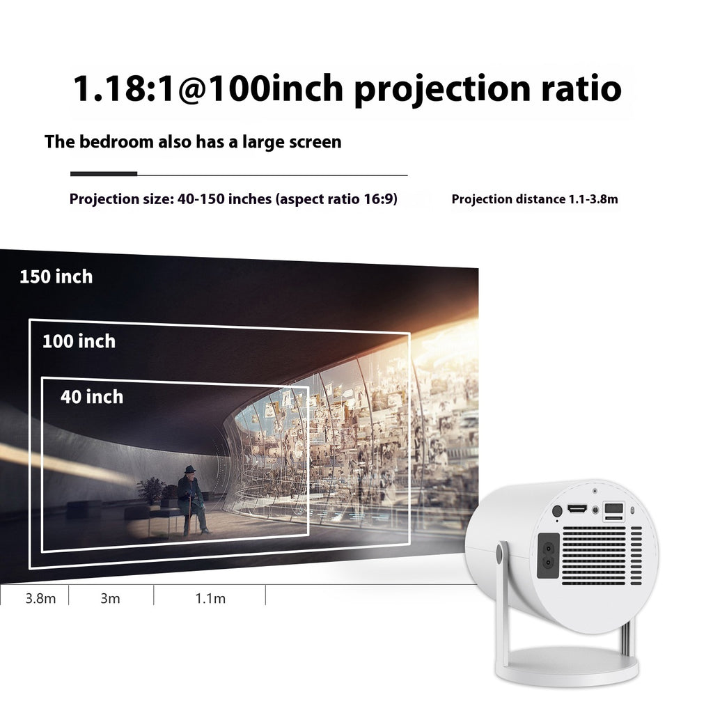 HY300 Smart Portable Projector – 180° Rotatable Home Theatre with WiFi & Bluetooth