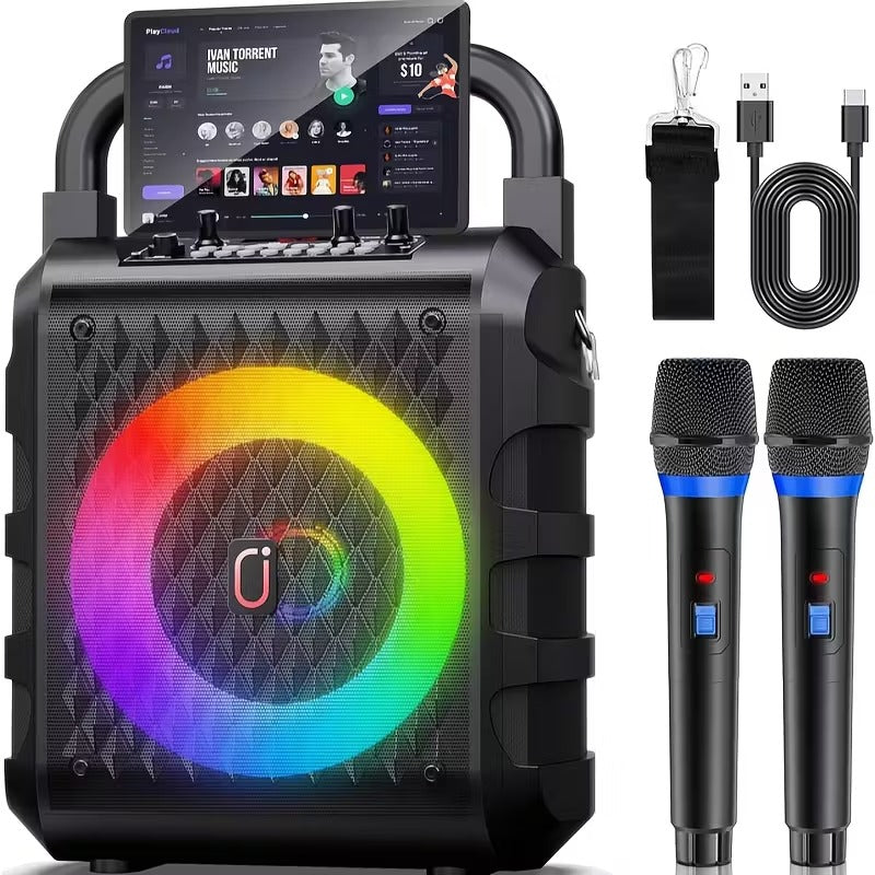 20W Portable Karaoke Speaker with Dual Wireless Microphones