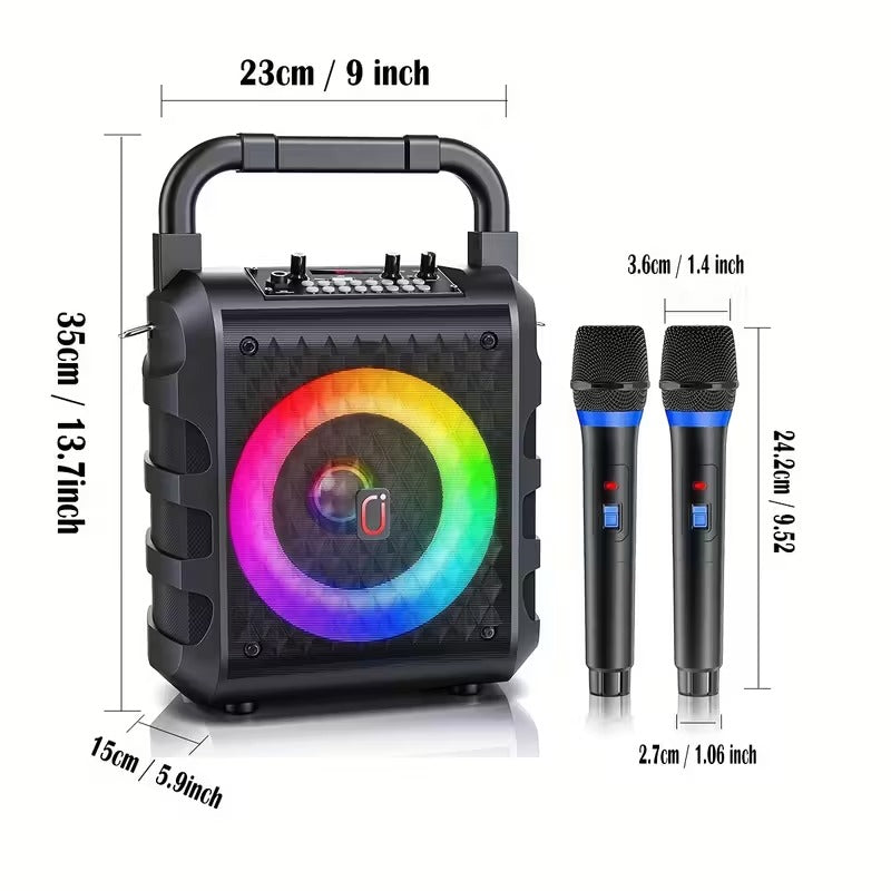 20W Portable Karaoke Speaker with Dual Wireless Microphones